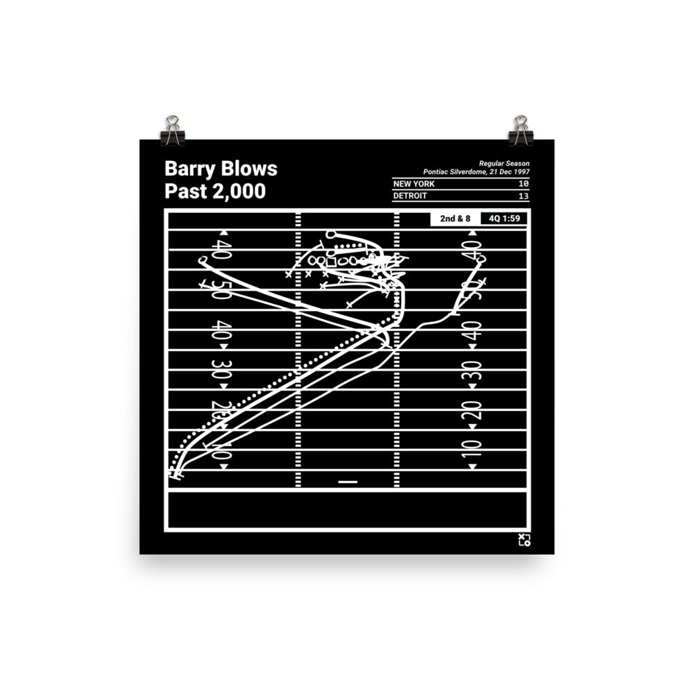 Detroit Lions Greatest Plays Poster: Barry Blows Past 2,000 (1997)