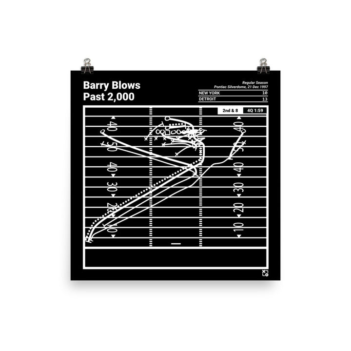 Detroit Lions Greatest Plays Poster: Barry Blows Past 2,000 (1997)
