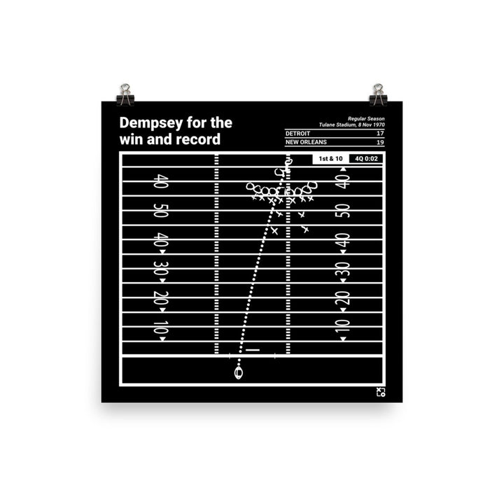 New Orleans Saints Greatest Plays Poster: Dempsey for the win and record (1970)