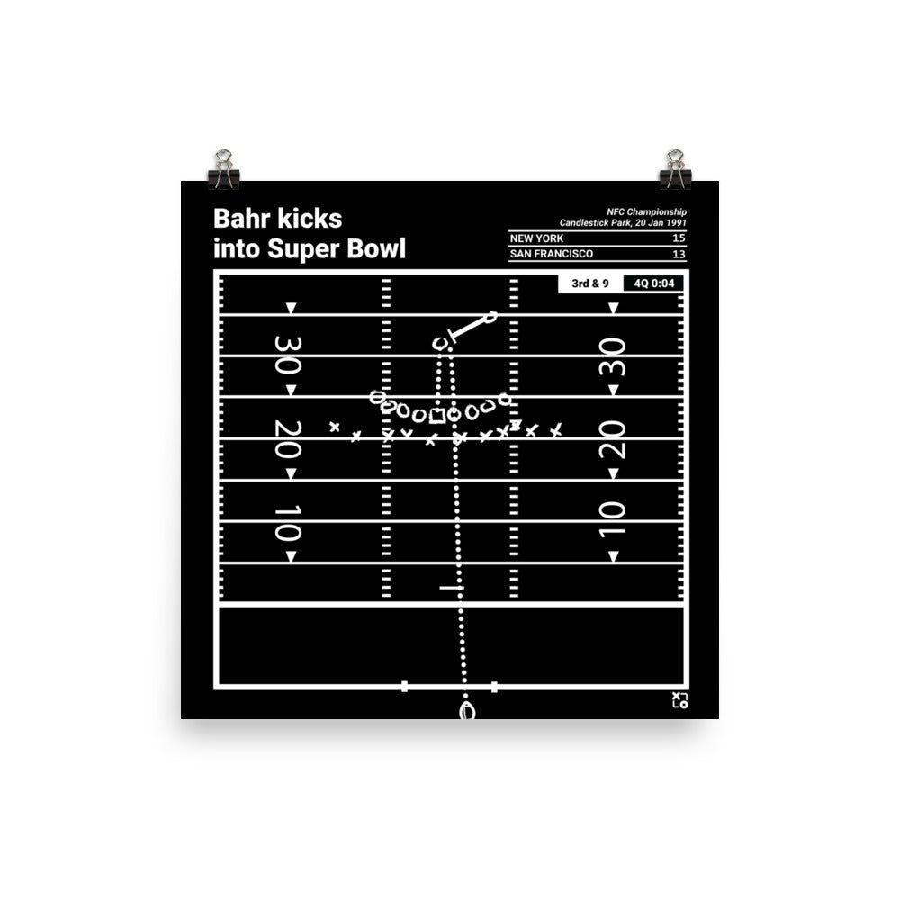 New York Giants Greatest Plays Poster: Bahr kicks into Super Bowl (1991)