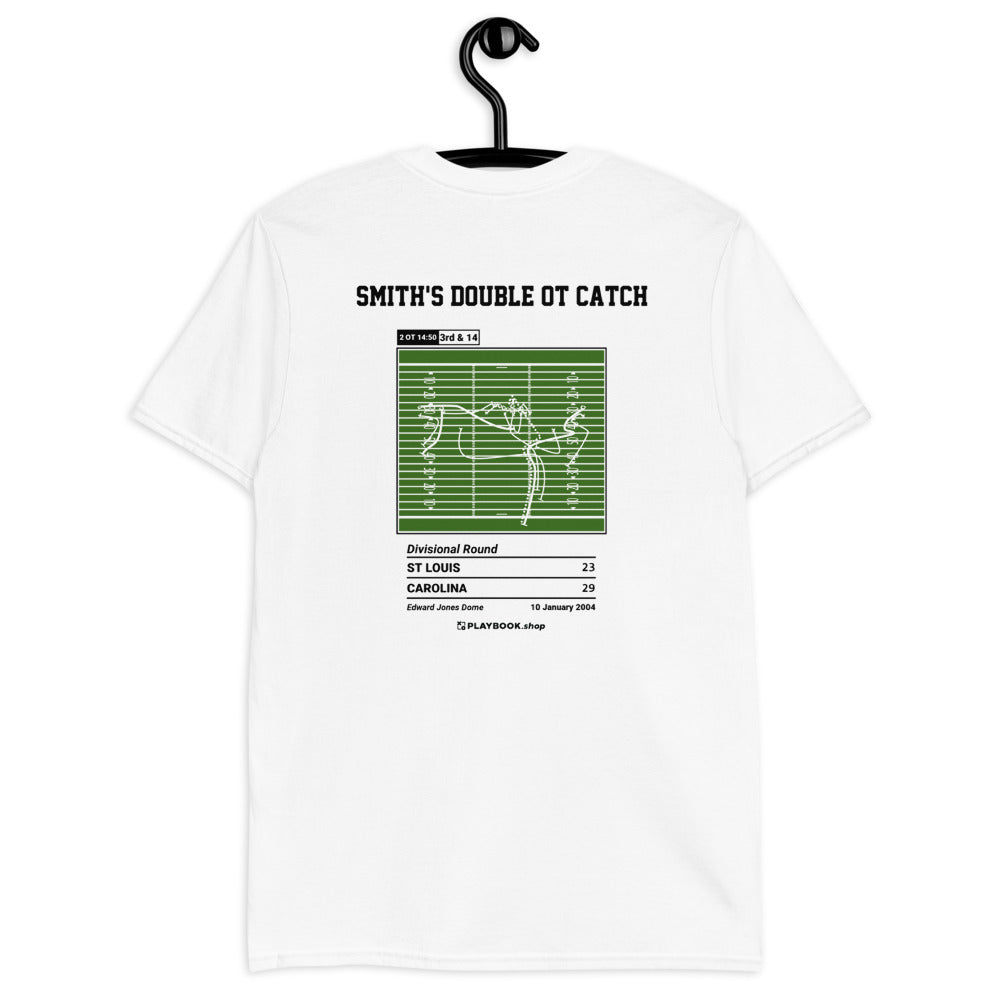 Carolina Panthers Greatest Plays T-shirt: Smith's Double OT Catch (2004)