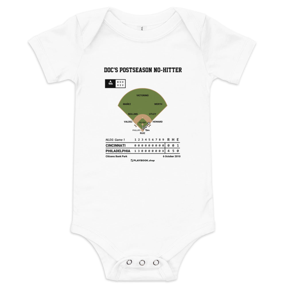 Greatest Philadelphia Phillies Plays Baby Bodysuit: Doc's Postseason No-Hitter (2010)
