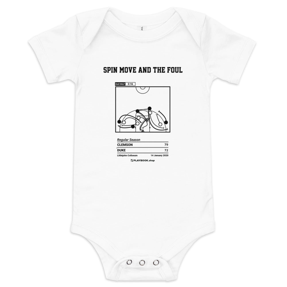 Greatest Clemson Basketball Plays Baby Bodysuit: Spin move and the foul (2020)