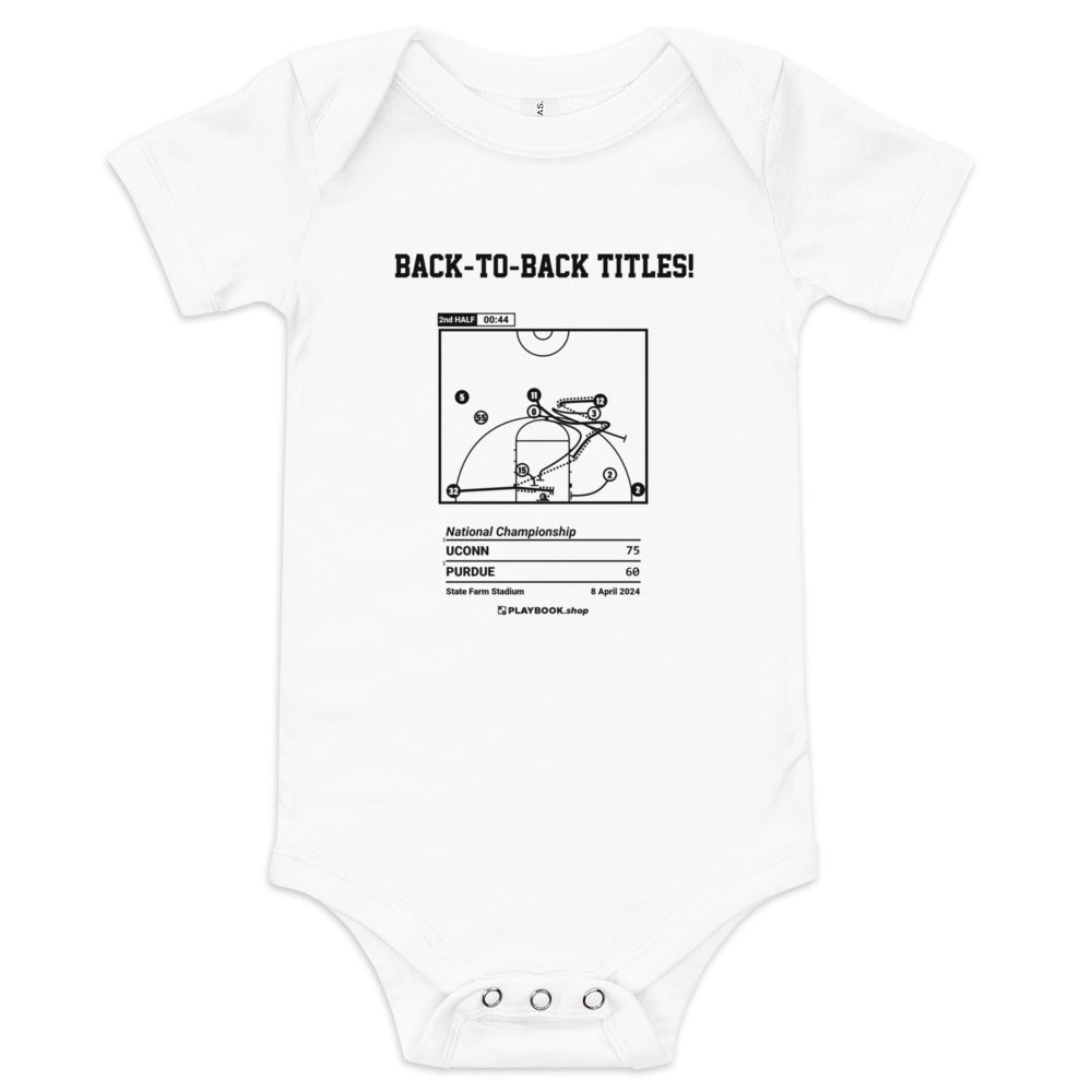 Greatest UCONN Basketball Plays Baby Bodysuit: Back-To-Back Titles! (2024)