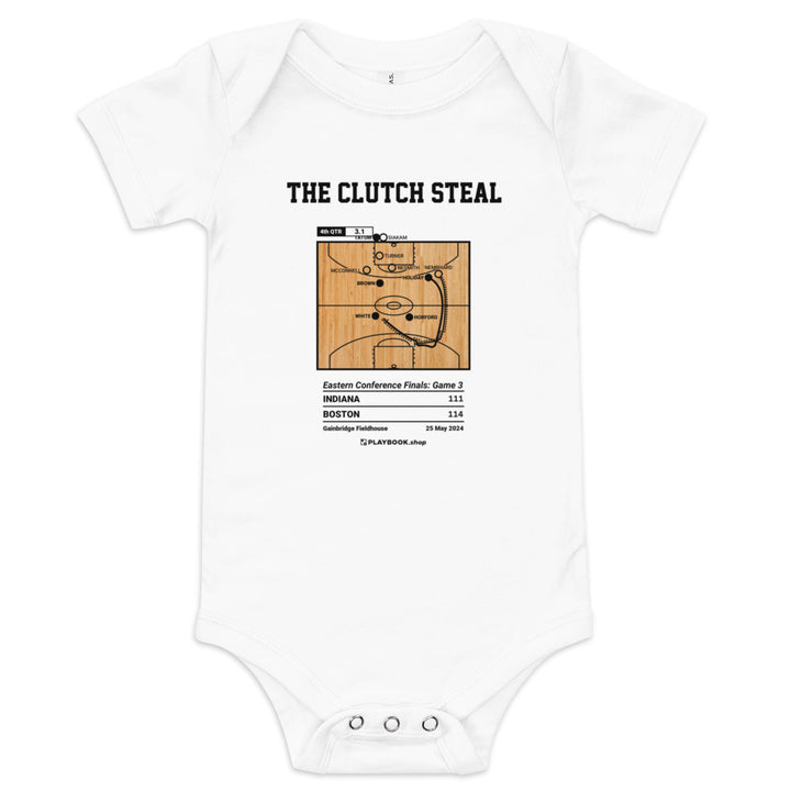 Greatest Boston Celtics Plays Baby Bodysuit: The Clutch Steal (2024)