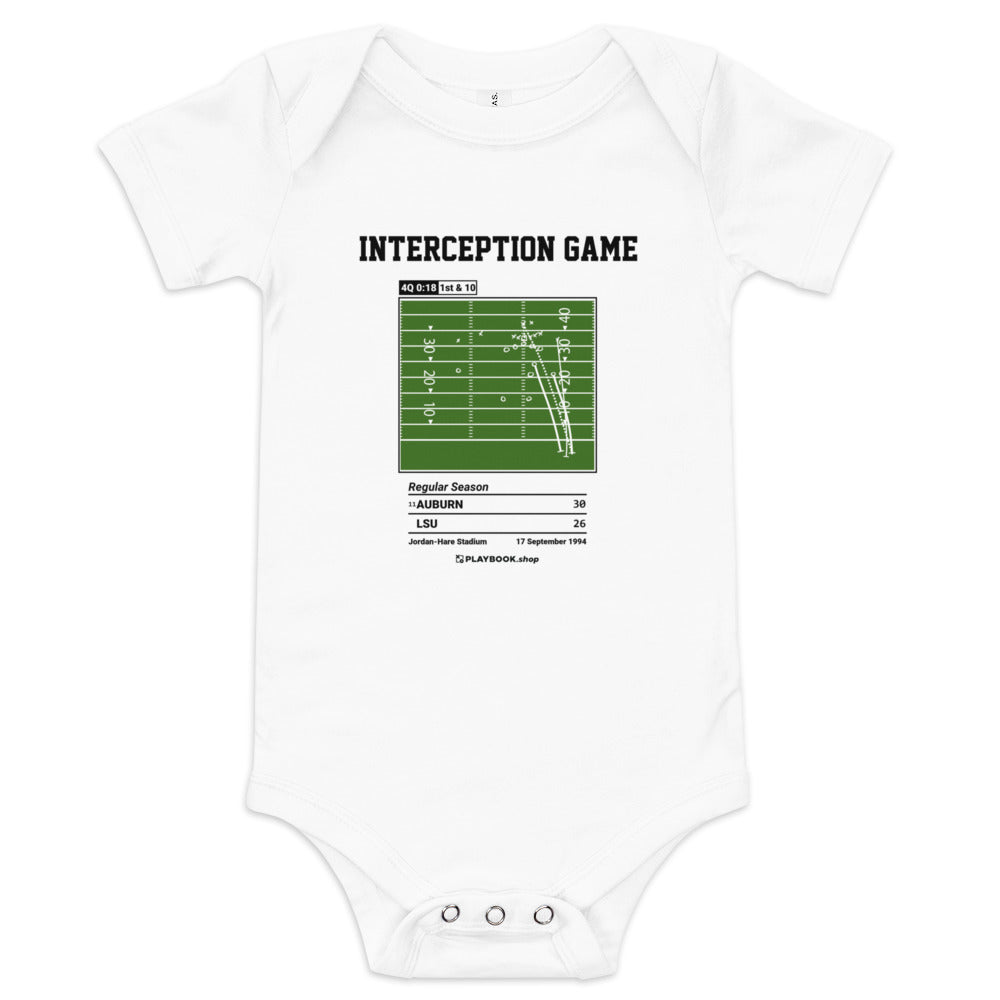 Greatest Auburn Football Plays Baby Bodysuit: Interception Game (1994)