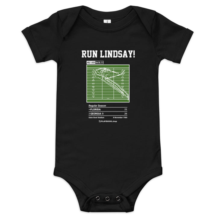 Greatest Georgia Football Plays Baby Bodysuit: Run Lindsay! (1980)