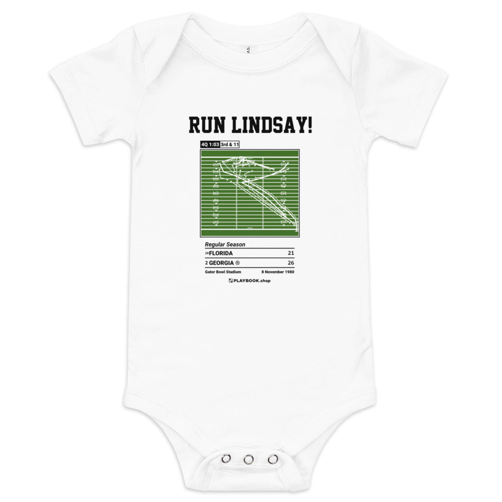 Greatest Georgia Football Plays Baby Bodysuit: Run Lindsay! (1980)
