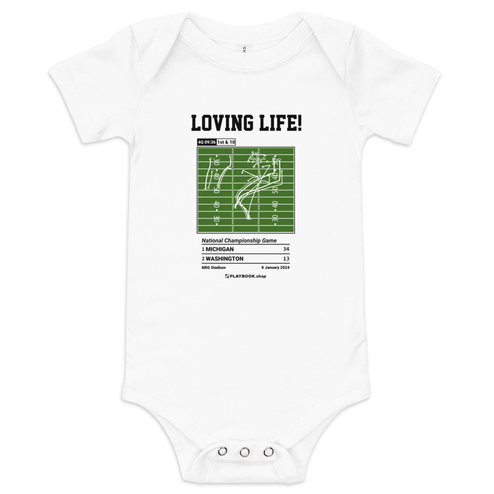 Greatest Michigan Football Plays Baby Bodysuit: Loving Life! (2024)
