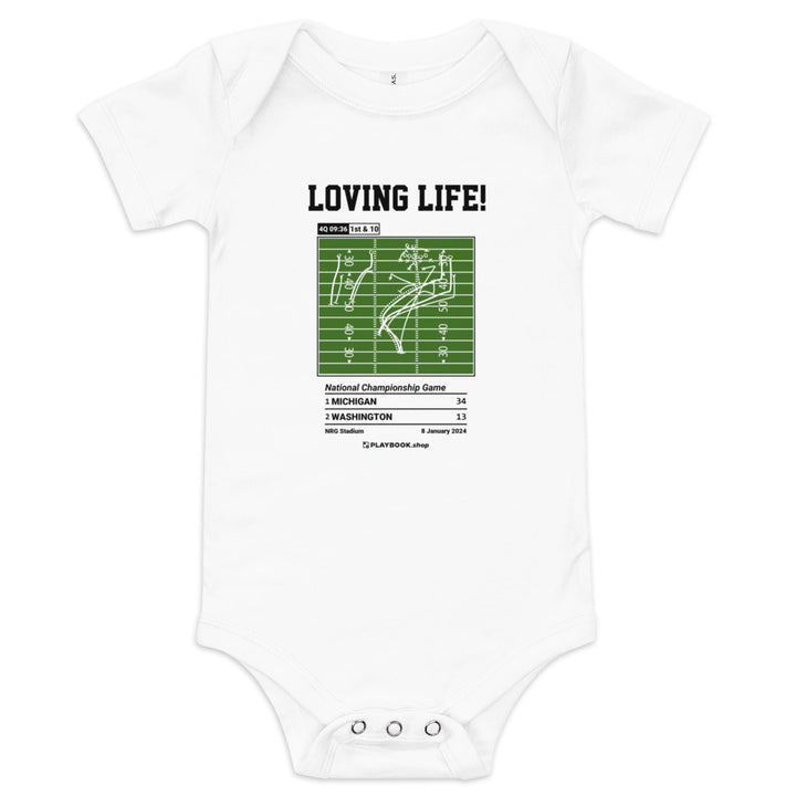 Greatest Michigan Football Plays Baby Bodysuit: Loving Life! (2024)