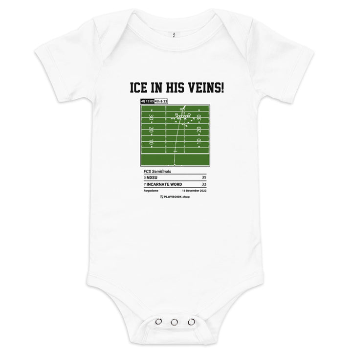 Greatest North Dakota State Football Plays Baby Bodysuit:  Ice in his veins! (2022)