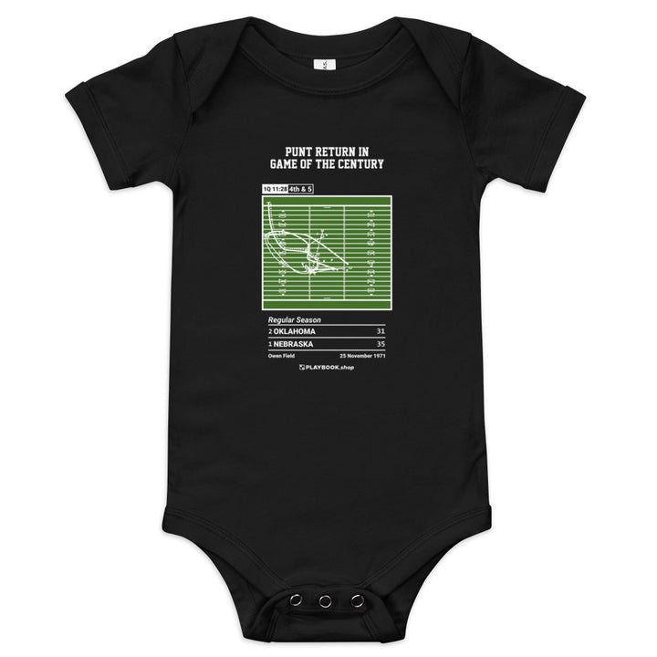 Greatest Nebraska Football Plays Baby Bodysuit: Punt Return in Game of the Century (1971)