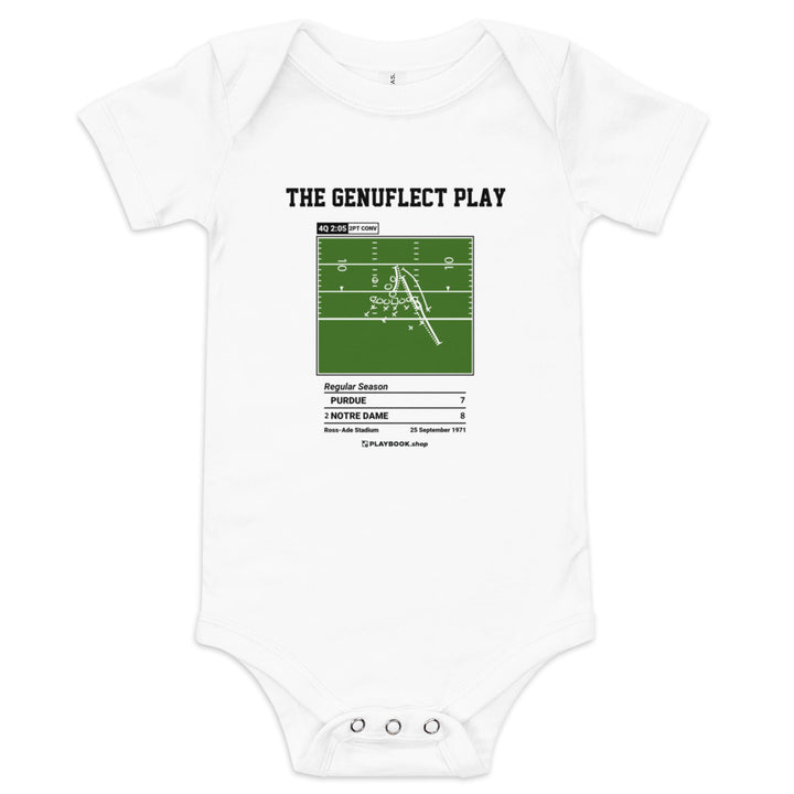 Greatest Notre Dame Football Plays Baby Bodysuit: The Genuflect Play (1971)