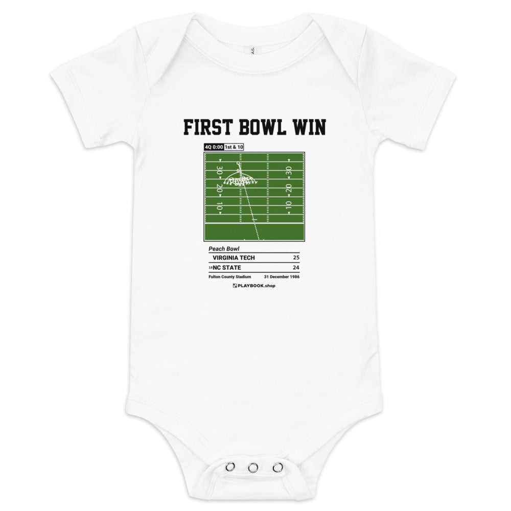 Greatest Virginia Tech Football Plays Baby Bodysuit: First bowl win (1986)