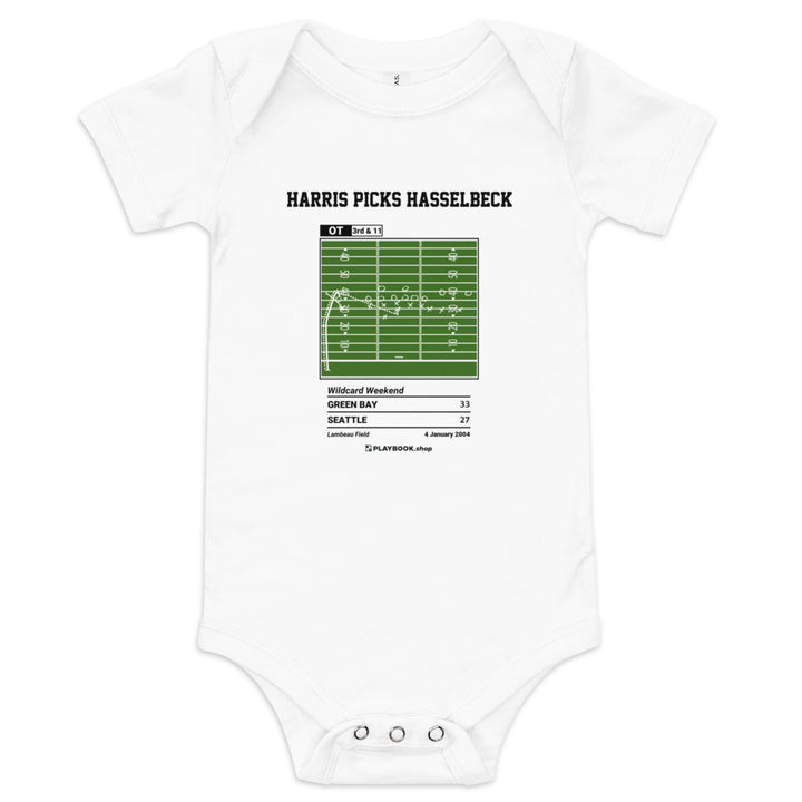 Greatest Green Bay Packers Plays Baby Bodysuit: Harris picks Hasselbeck (2004)