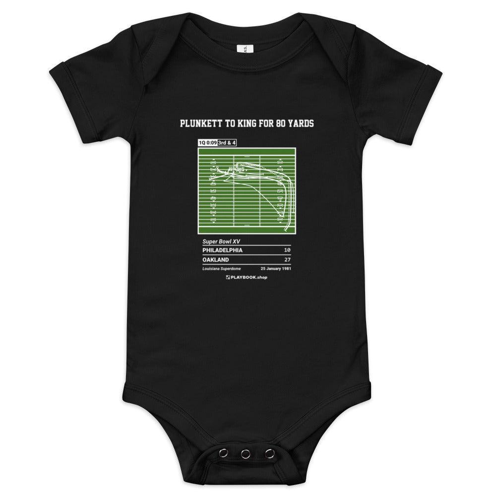 Greatest Oakland Raiders Plays Baby Bodysuit: Plunkett to King for 80 yards (1981)
