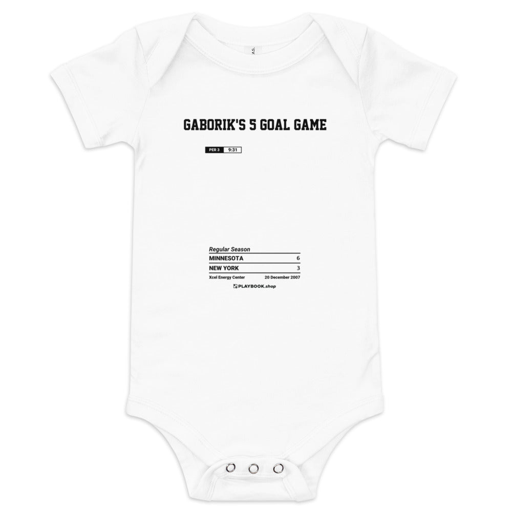 Greatest Minnesota Wild Goals Baby Bodysuit: Gaborik's 5 goal game (2007)