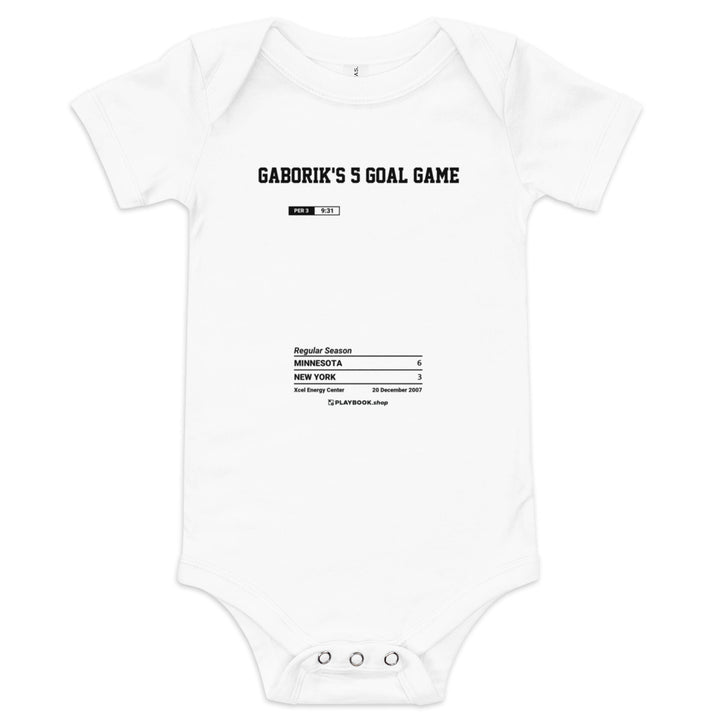 Greatest Minnesota Wild Goals Baby Bodysuit: Gaborik's 5 goal game (2007)
