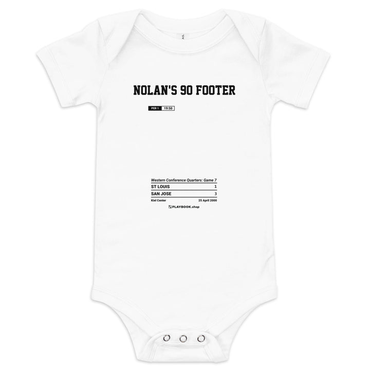 Greatest San Jose Sharks Goals Baby Bodysuit: Nolan's 90 footer (2000)