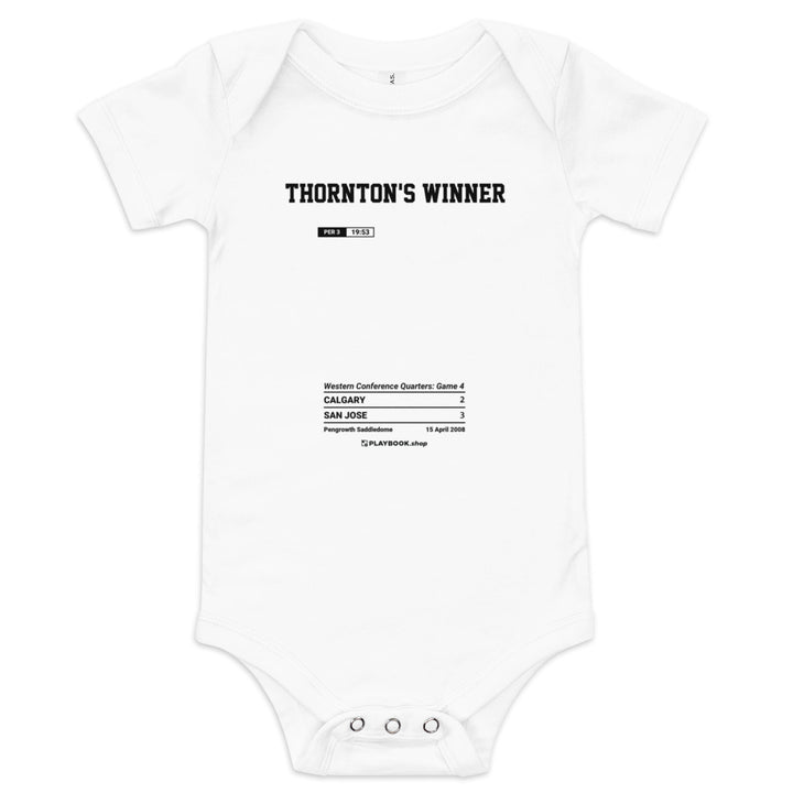 Greatest San Jose Sharks Goals Baby Bodysuit: Thornton's winner (2008)