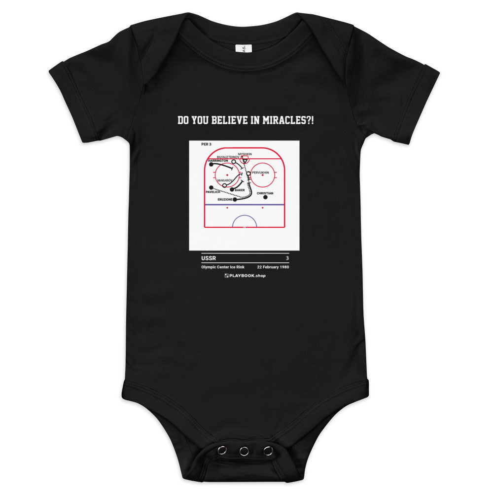 Greatest United States Men's National Hockey Team Goals Baby Bodysuit: Do you believe in miracles?! (1980)
