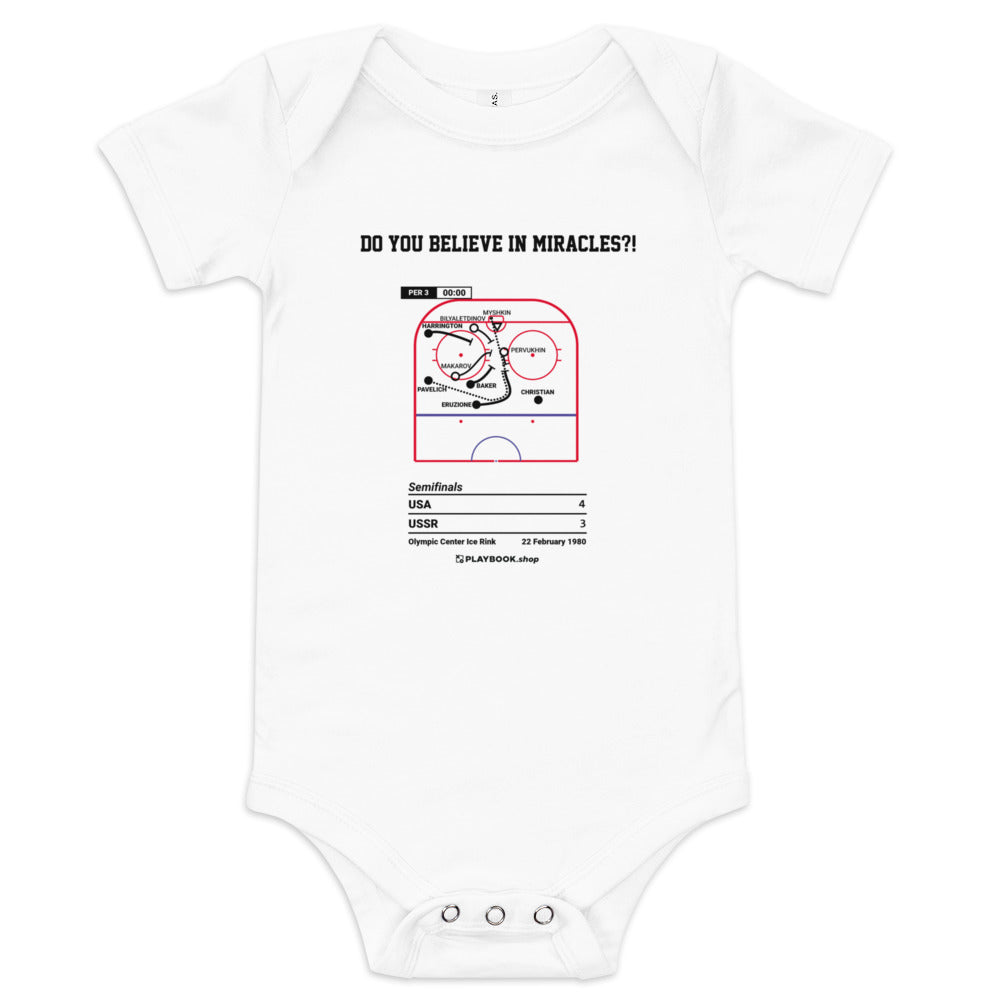 Greatest United States Men's National Hockey Team Goals Baby Bodysuit: Do you believe in miracles?! (1980)