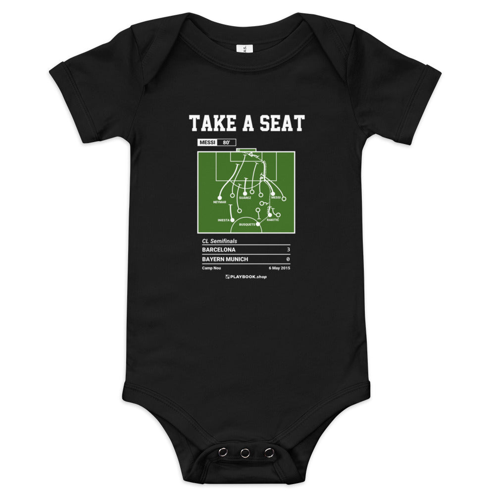 Greatest Barcelona Goals Baby Bodysuit: Take a seat (2015)