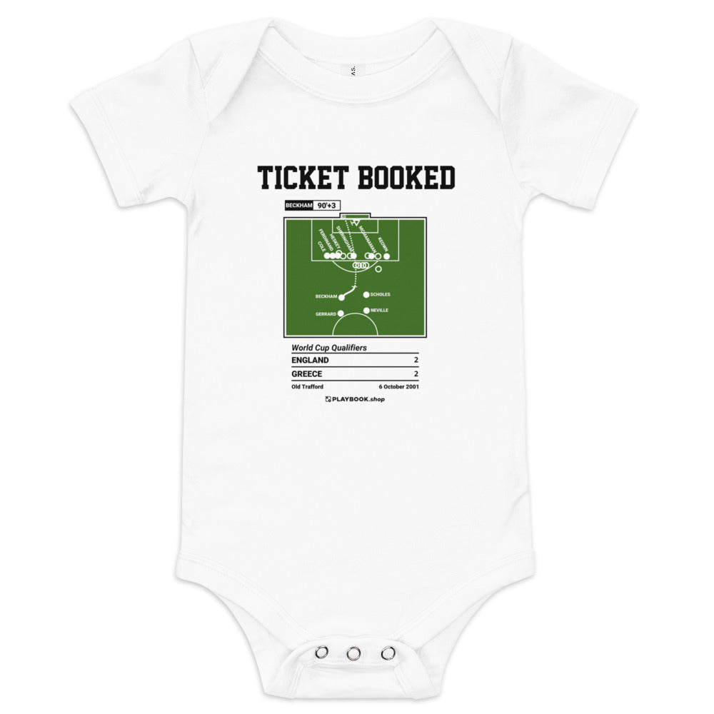 Greatest England National Team Goals Baby Bodysuit: Ticket Booked (2001)