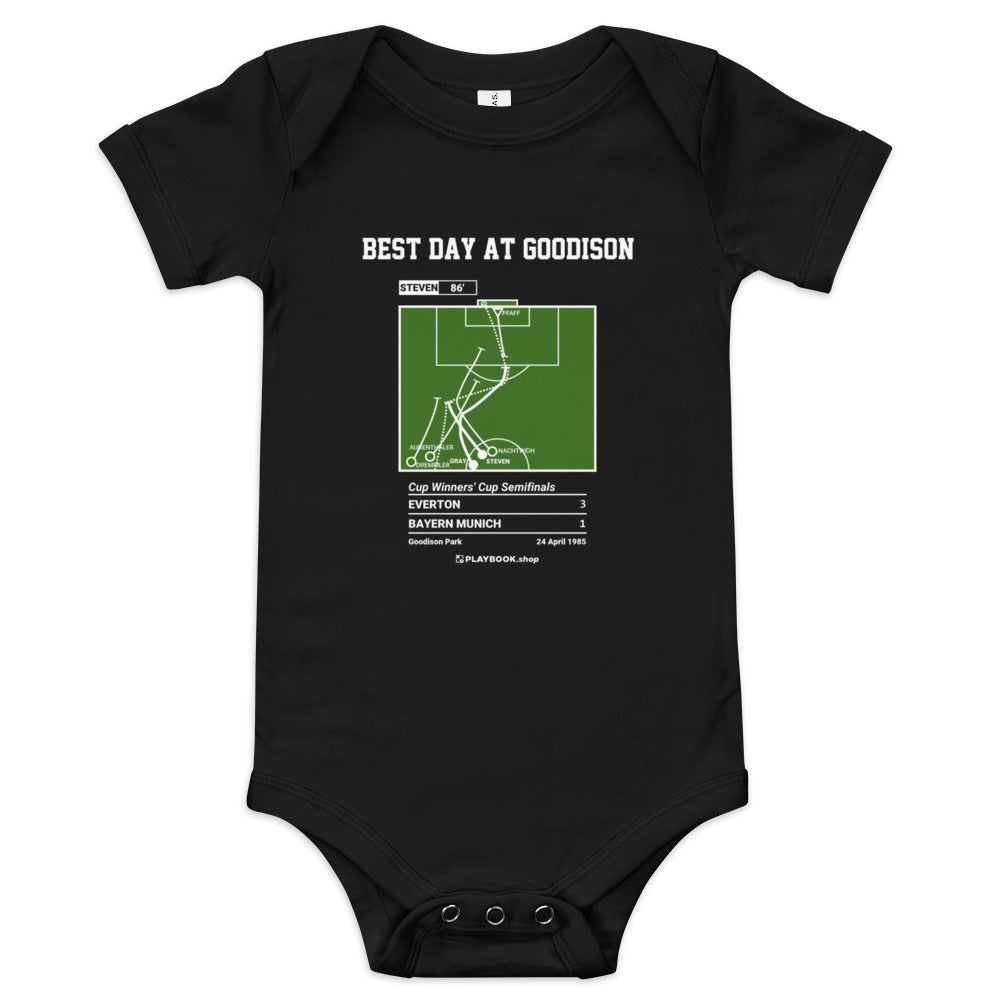 Greatest Everton Goals Baby Bodysuit: Best Day at Goodison (1985)