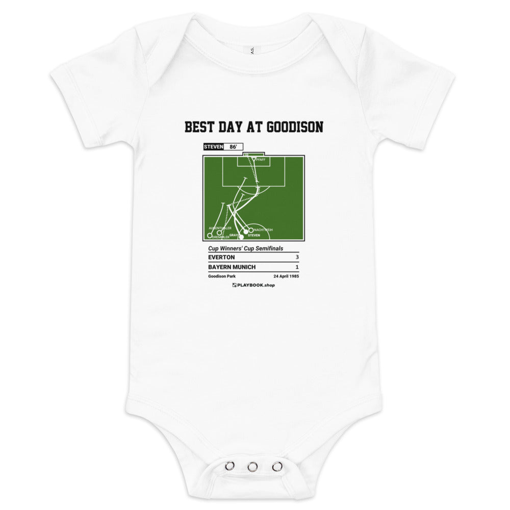 Greatest Everton Goals Baby Bodysuit: Best Day at Goodison (1985)