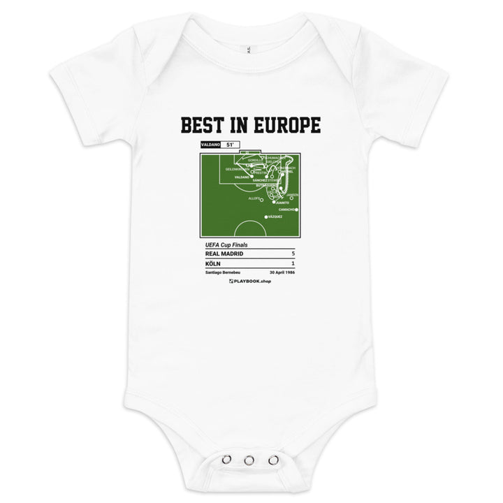 Greatest Real Madrid Goals Baby Bodysuit: Best in Europe (1986)