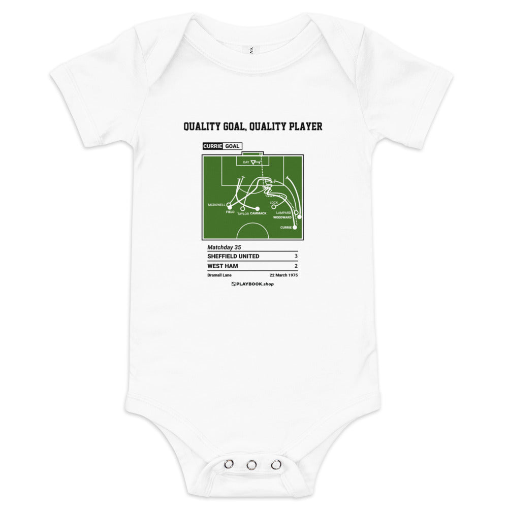 Greatest Sheffield United Goals Baby Bodysuit: Quality goal, quality player (1975)