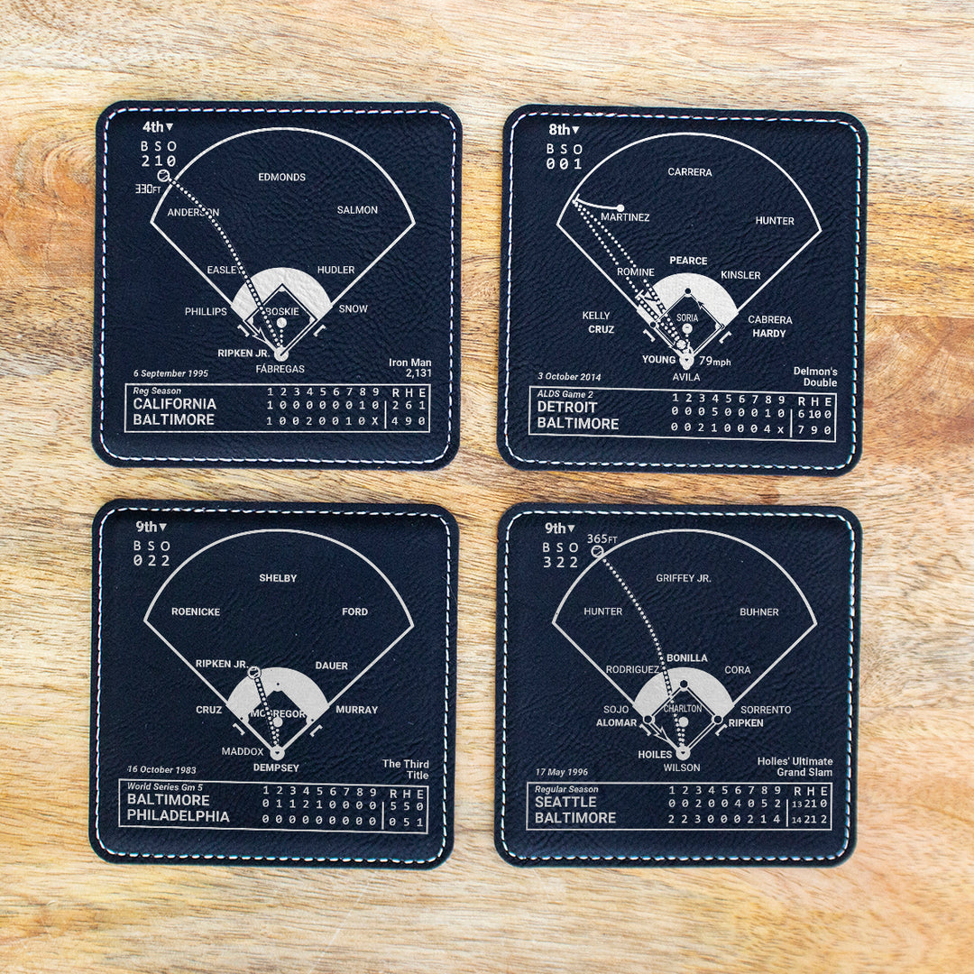 Baltimore Orioles Greatest Plays: Leatherette Coasters (Set of 4)