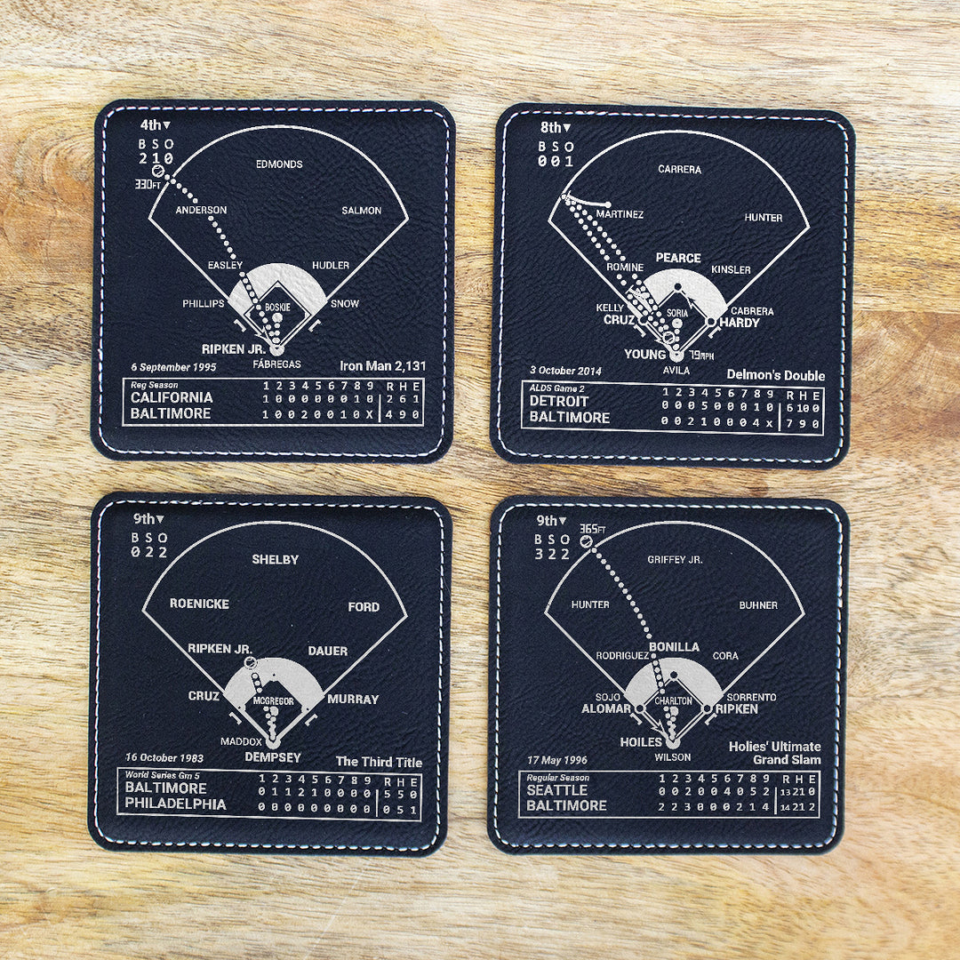 Baltimore Orioles Greatest Plays: Leatherette Coasters (Set of 4)