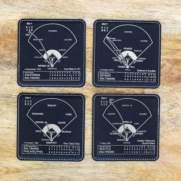 Baltimore Orioles Greatest Plays: Leatherette Coasters (Set of 4)