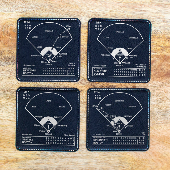 Boston Red Sox Greatest Plays: Leatherette Coasters (Set of 4)