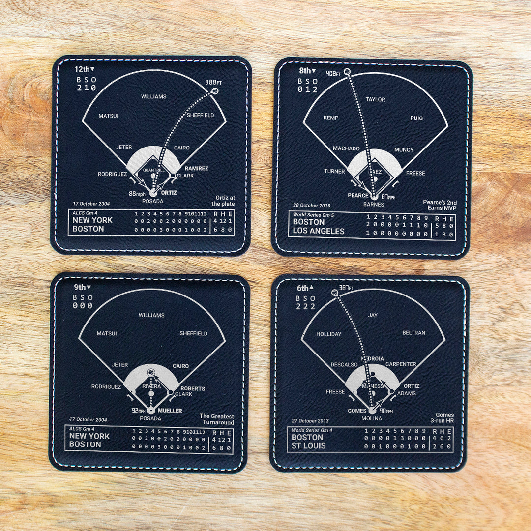 Greatest Red Sox Modern Plays: Leatherette Coasters (Set of 4)