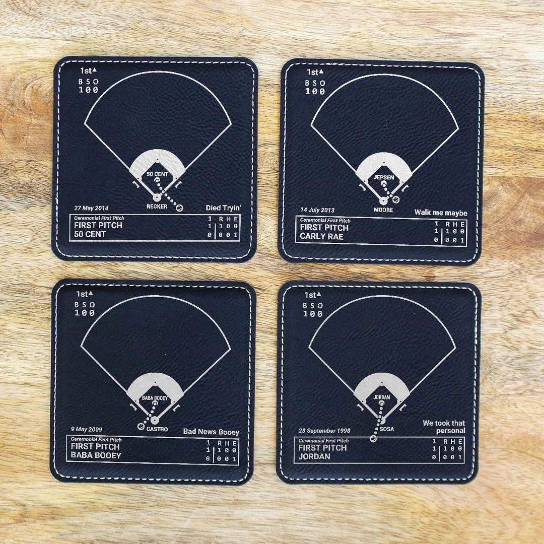 First Pitch Bloopers Leatherette Coasters (Set of 4)