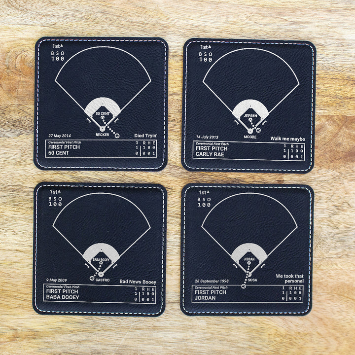 First Pitch Bloopers Leatherette Coasters (Set of 4)