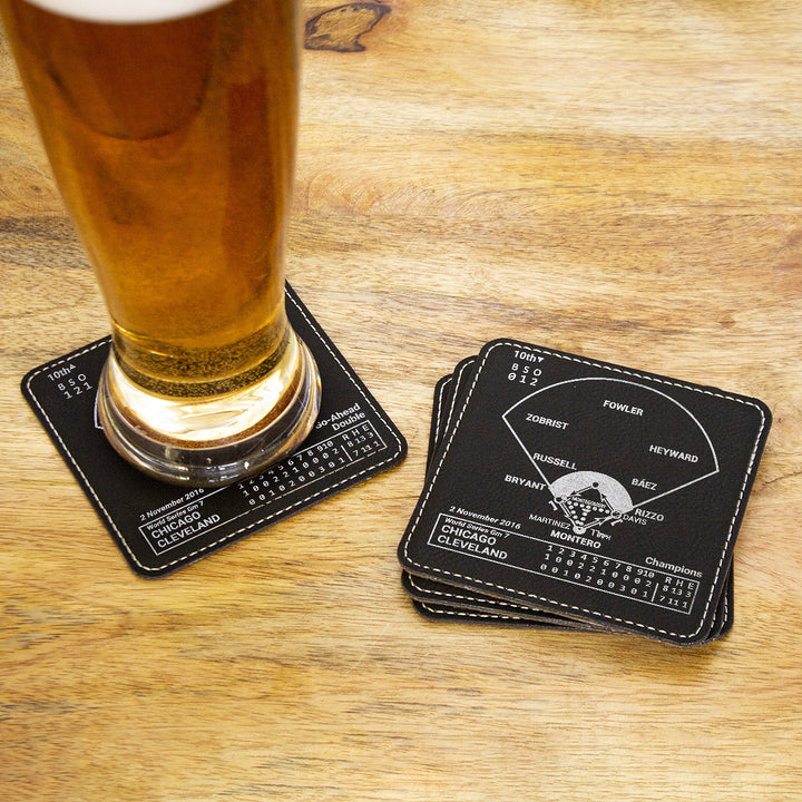 <b>2016 Champions</b> Cubs Plays: Leatherette Coasters (Set of 4)