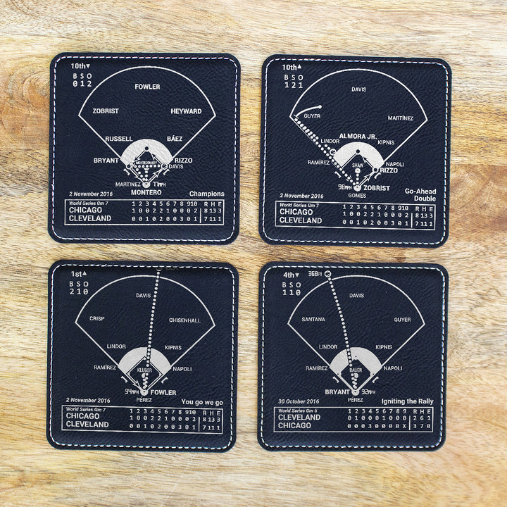 <b>2016 Champions</b> Cubs Plays: Leatherette Coasters (Set of 4)