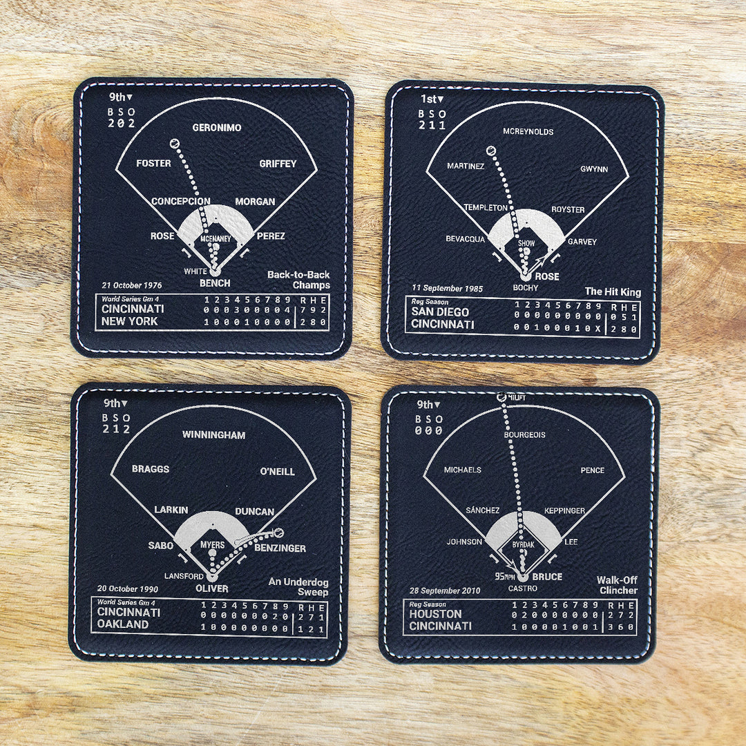 Cincinnati Reds Greatest Plays: Leatherette Coasters (Set of 4)