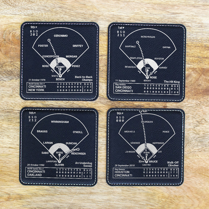 Cincinnati Reds Greatest Plays: Leatherette Coasters (Set of 4)