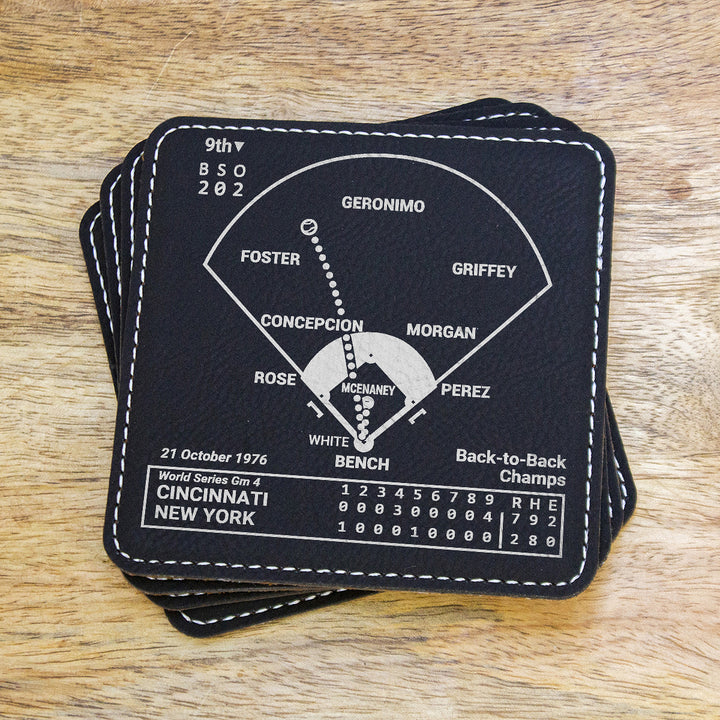 Cincinnati Reds Greatest Plays: Leatherette Coasters (Set of 4)