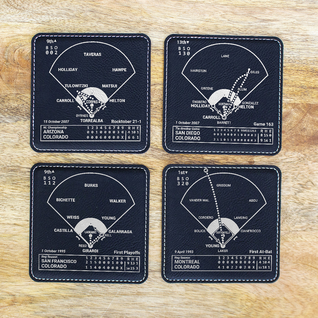 Colorado Rockies Greatest Plays: Leatherette Coasters (Set of 4)