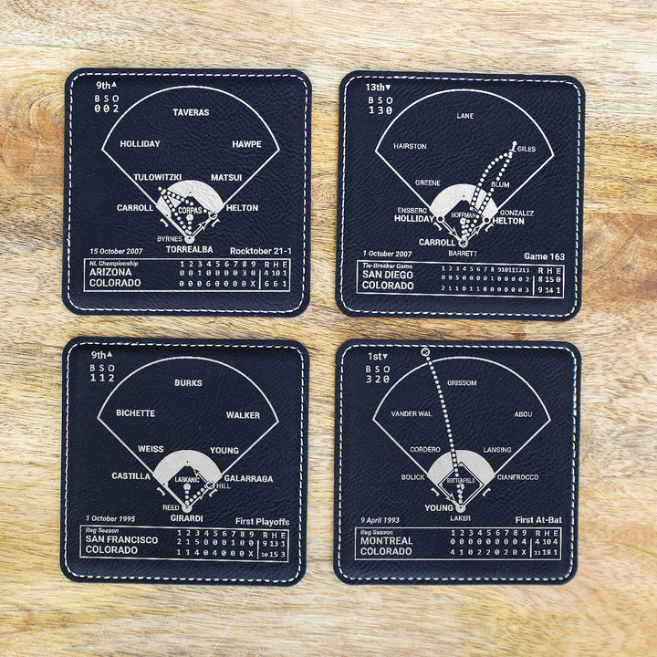 Colorado Rockies Greatest Plays: Leatherette Coasters (Set of 4)
