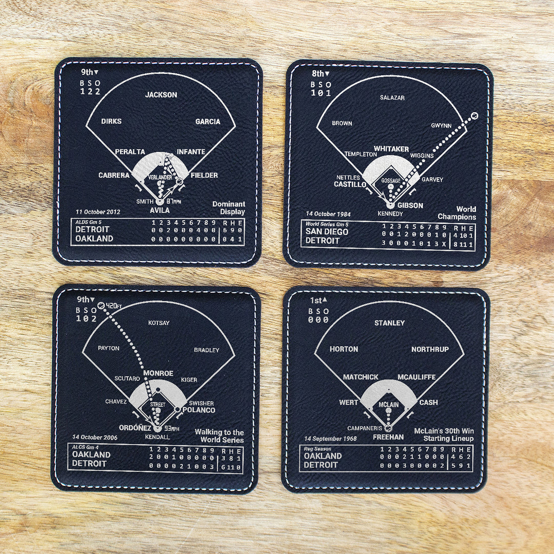 Detroit Tigers Greatest Plays: Leatherette Coasters (Set of 4)
