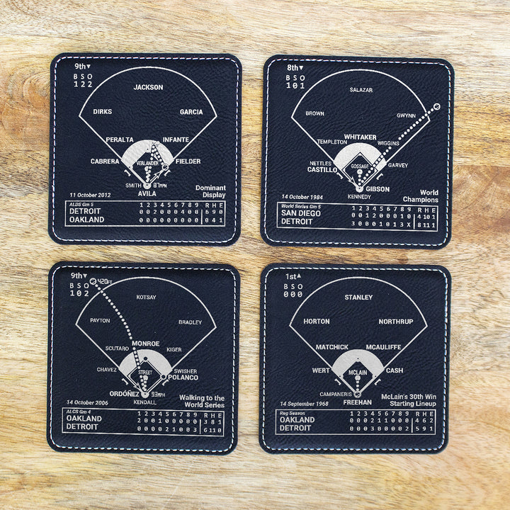 Detroit Tigers Greatest Plays: Leatherette Coasters (Set of 4)