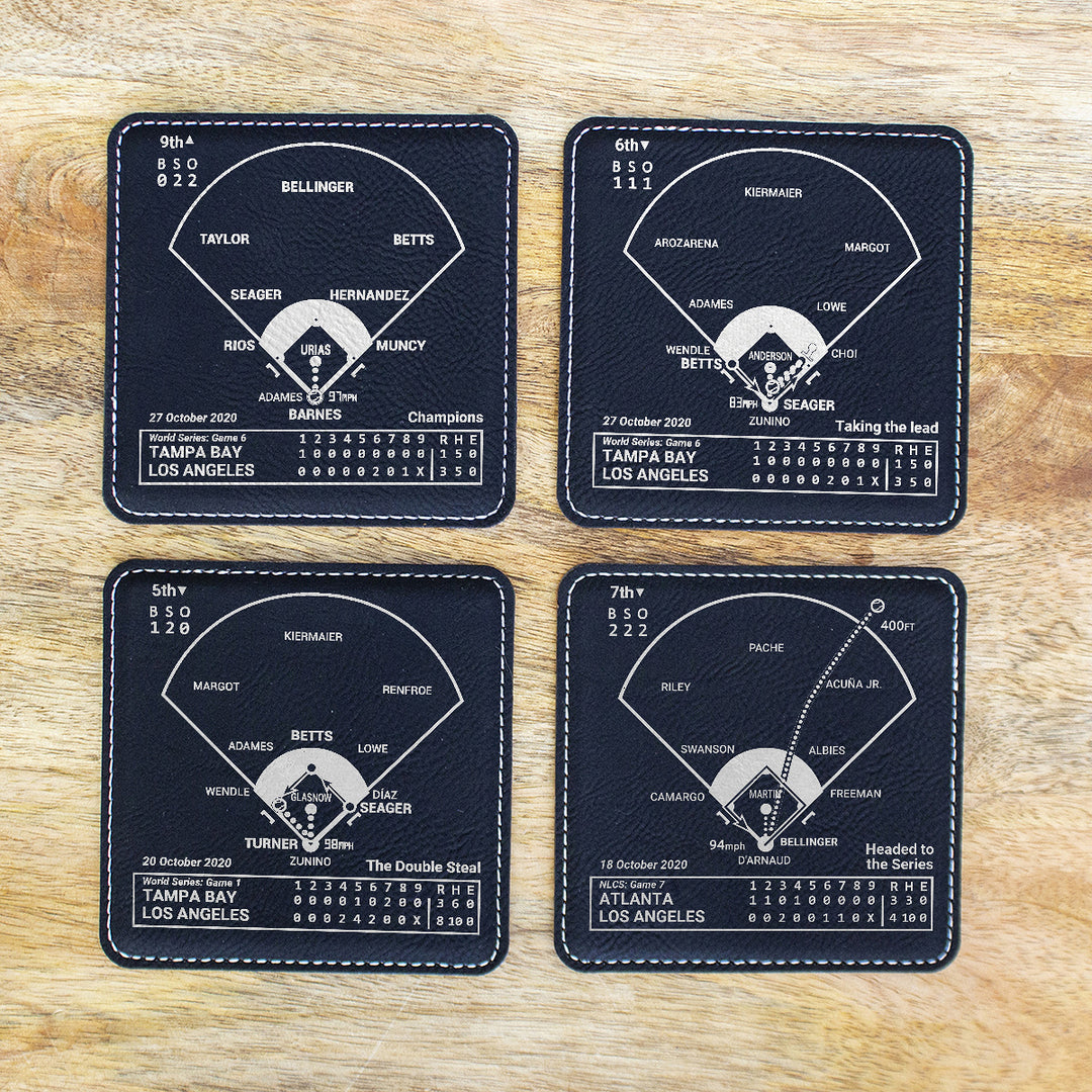 <b>2020 Champions</b> Dodgers Plays: Leatherette Coasters (Set of 4)
