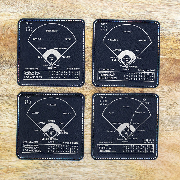<b>2020 Champions</b> Dodgers Plays: Leatherette Coasters (Set of 4)